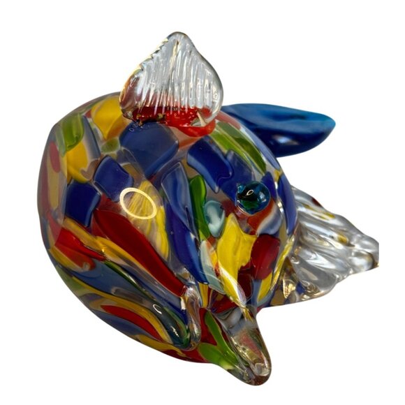 Murano Art Glass Fish Sculpture Handblown Multicolor Millefiori 8½"x 6½" - Picture 11 of 11